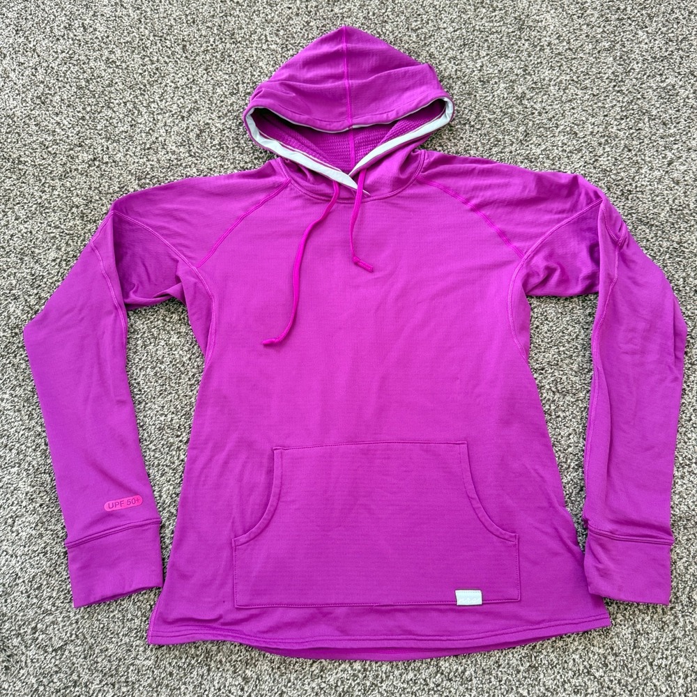 NRS Women's Small Expedition Weight Hoodie Orchid Pink 100% Recycled UPF 50+